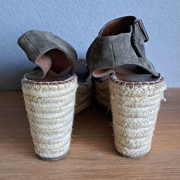 Franco Sarto Women’s 8.5 38.5 Olive Suede Espadrille Wedge Sandals Summer - Picture 3 of 9